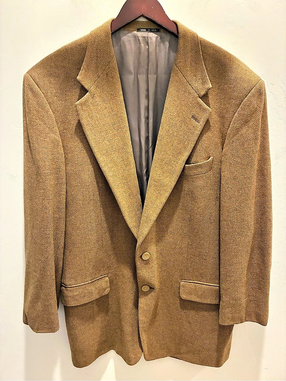 Calvin Klein Wool Houndstooth Sport Coat Brown Size 43L